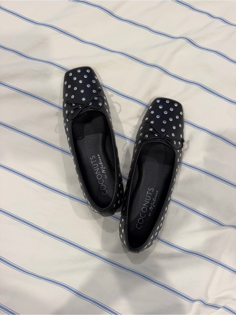 Coconuts by Matisse Black Studded Square-Toe Flats